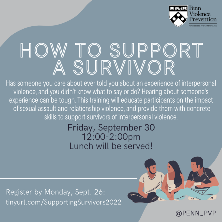 Graphic of PVP's Supporting Survivors Training on September 30